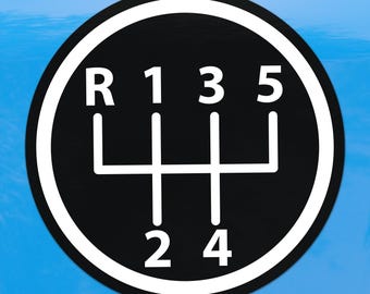 Euro 5-Speed Shift Pattern Sticker – Dark Color Manual Transmission Sport Style Stick Shift Vinyl Decal for Cars, Laptops, and Windows