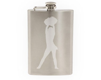 College High School Varsity Cheerleader Spirit Version 1 - Etched 8 Oz Stainless Steel Flask