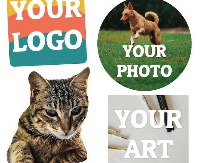 Custom Full Color Vinyl Stickers – Upload Your Own Image – Waterproof, Durable – Circle, Square, or Custom Contour-Cut Options