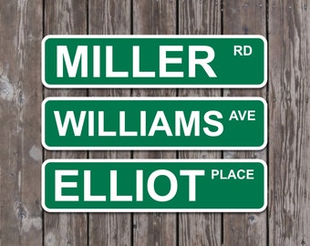 Personalized Name Street Sign 17 inch Wide by 4 Inch Tall Aluminum Sign