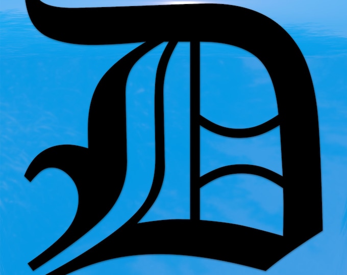 Old English Letter D Sticker - Vinyl Decal for Indoor & Outdoor Use on Cars, ATV, Boats, Windows and More