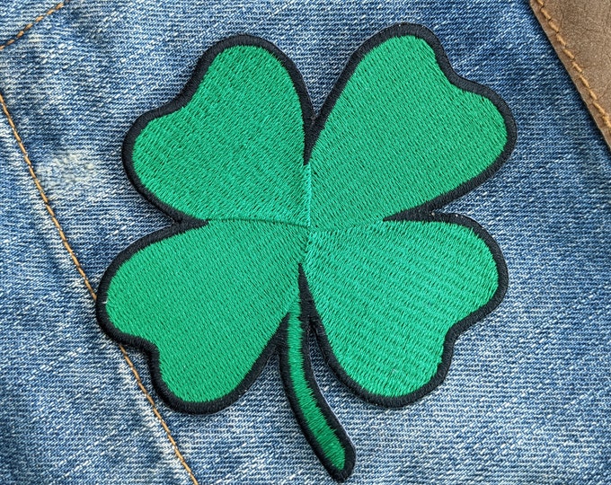 Ireland Heritage Luck of The Irish Four Leaf Clover Shamrock - 4 inch Iron-on Patch
