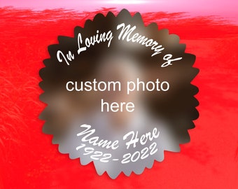 Floral In Loving Memory of Photo Sticker Flower Shaped - Vibrant Color Vinyl Decal Sticker