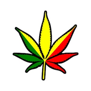 Rastafarian Flag Pot Leaf - Vinyl Decal Sticker for Outdoor Use on Cars, ATV, Boats, Windows and More