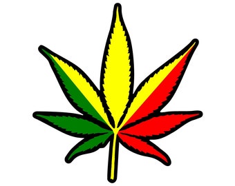 Rastafarian Flag Pot Leaf - Vinyl Decal Sticker for Outdoor Use on Cars, ATV, Boats, Windows and More