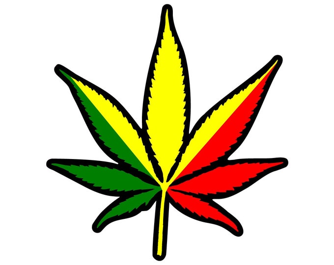 Rastafarian Flag Pot Leaf - Vinyl Decal Sticker for Outdoor Use on Cars, ATV, Boats, Windows and More