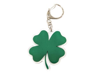 Ireland Heritage Shamrock Luck of the Irish Four Leaf Clover - 2 inch Acrylic Keychain with Clasp