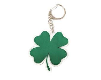 Ireland Heritage Shamrock Luck of the Irish Four Leaf Clover - 2 inch Acrylic Keychain with Clasp