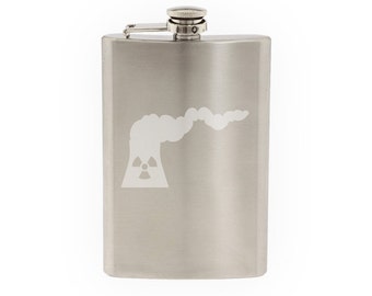 Industry #9 - Nuclear Power Clean Energy Radioactive- Etched 8 Oz Stainless Steel Flask