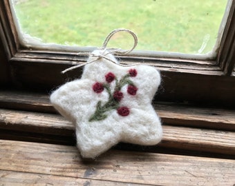 Needle felted star for ornament or wall art