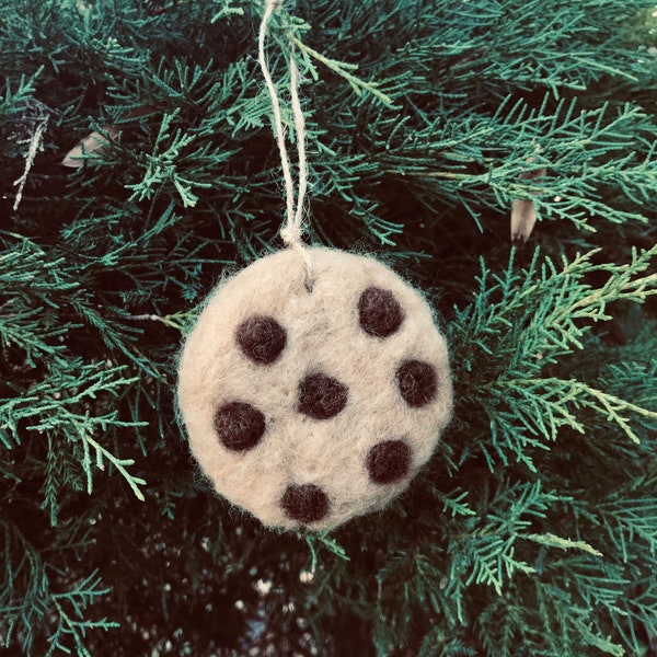 Needle felted “chocolate chip cookie” ornament