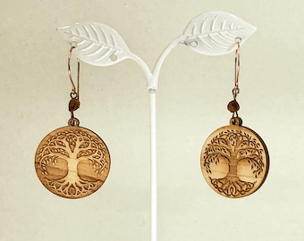 Celtic Tree of Life Wooden Talisman Earrings