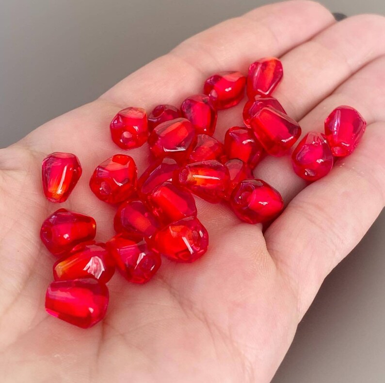 12 Pomegranate Seed Beads Handmade Glass Lampwork Beads | Etsy