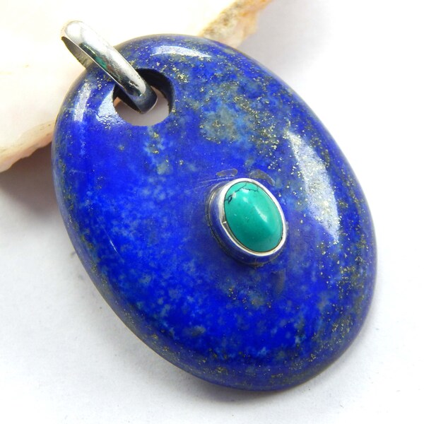 EN vente 18,92 gm argent PANDANT naturelle lapis, pendentif en Turquoise naturelle pierre précieuse argent pendentif 92,5 en argent sterling