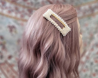 Large Gold Ivory Pearl Beaded Hair Clip Bridal Wedding Hair Pin Up Vintage Style Piece Head Hairpiece Vintage (997)