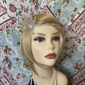 1920's inspired The Great Gatsby Replica Silver Rhinestone costume 20s flapper headband Art Deco wedding headpiece bridal bridesmaid 954 image 1