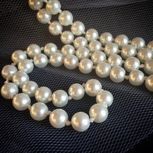 90 LONG WHITE 1920s Gatsby Style 8mm Glass Pearl Single Strand Necklace 20's Downton Abbey Flapper Accessory Jewelry Accessories Ivory image 1