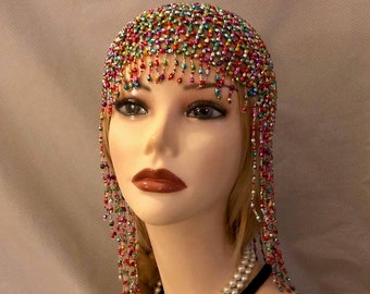 beaded flapper hat
