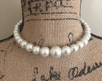Pearl Necklace Colar Multistrand Layered Choker Fashion Vintage 1950/'sJewelry round Pearl Beads Wedding Birthday Gift for Her Aleks Jewelry