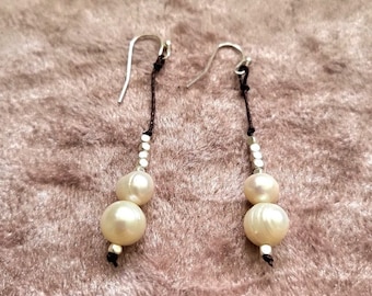 Ivory Freshwater Potato Pearl Drop Flapper Style Tassel Dangle Earrings 1920's Art Deco 1920s Gatsby Bridal 20s Vintage Downton Abbey