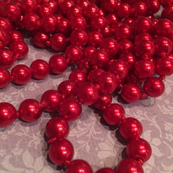 1920s style 90" LONG Gatsby Faux Long Dark Red Pearl Ruby Dark Necklace 20's Downton Abbey Flapper Jewelry Accessories Art Deco Accessories