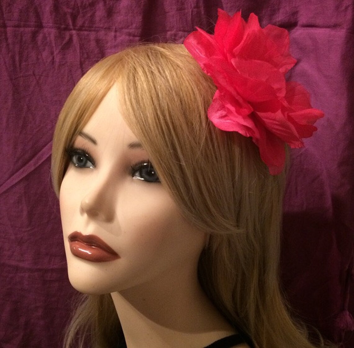 Pink Flower Hair Clip Pin Broch Pin Up Vintage Style Piece Etsy