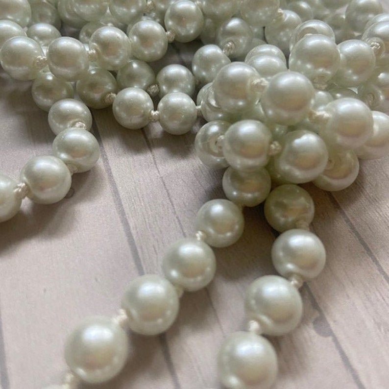 60 LONG WHITE 1920s Great Gatsby Style 8MM Glass Pearl Single Strand Necklace 20's 1920's Downton Abbey Flapper Accessory image 1