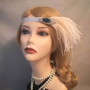 Silber 1920er Jahre Flapper Stirnband weiche Pfirsich Elfenbein blau Stein prickelnde Partei Kopfschmuck Hochzeit Gatsby Brautjungfern verstellbar Halloween (656)