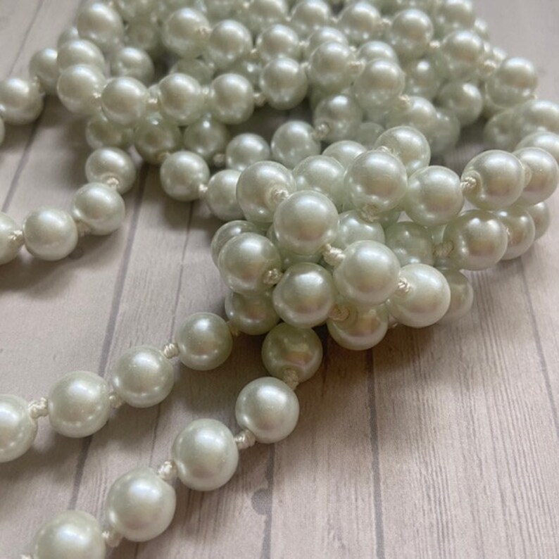 60 LONG WHITE 1920s Great Gatsby Style 8MM Glass Pearl Single Strand Necklace 20's 1920's Downton Abbey Flapper Accessory image 2