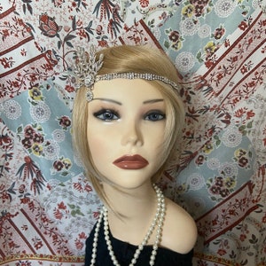 1920's inspired The Great Gatsby Replica Silver Rhinestone costume 20s flapper headband Art Deco wedding headpiece bridal bridesmaid 954 image 3