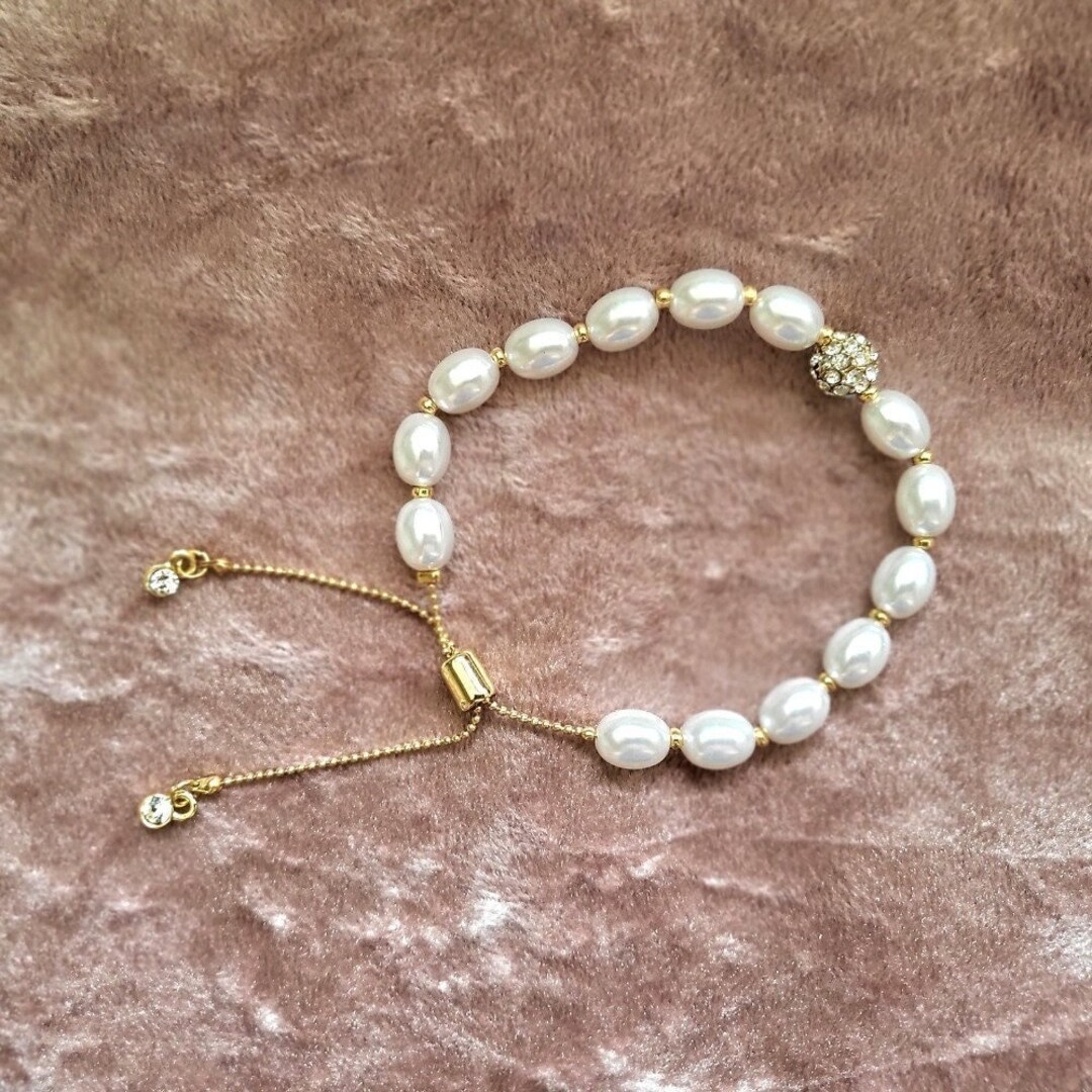 Classy Glass Pearl Adjustable Pull Ball Chain Ivory BRACELET Etsy
