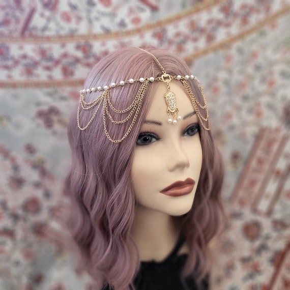 Gold Pearl Motif Tassel Chain Drape 1920