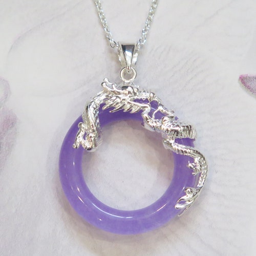 Lucky Rare Grade A Natural Lavender Jade & 925 Sterling Silver ...