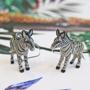 Zebra Porcelain Earrings - Hand Painted Jewelry - Lucky Spiritual Animal Jewellery Mothers Day Gift