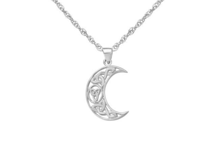 Celtic Crescent Moon Trinity Knot Solid 925 Sterling Silver - Etsy