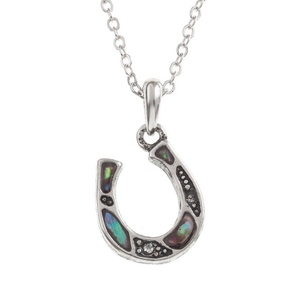 Abalone Horseshoe Lucky Pendant Silver Plated Necklace Earrings Under £15 Abalone Horseshoe Lucky Pendant Silver Plated Necklace Earrings Under £15