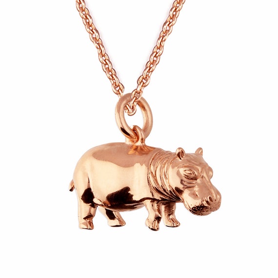 Gold hippo necklace clearance