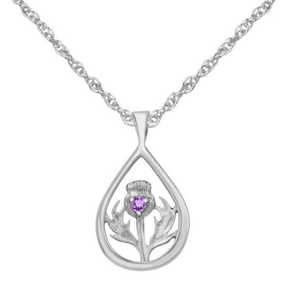 Solid 925 Sterling Silver Scottish Thistle Pendant Necklace
