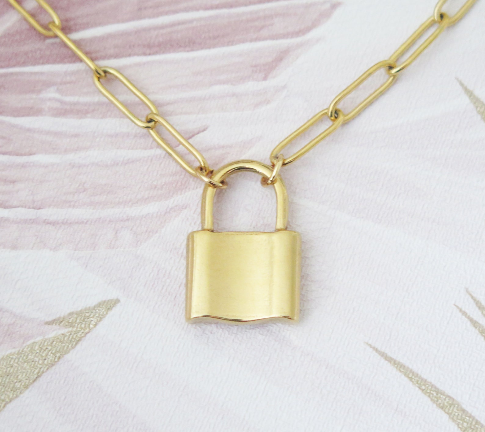 Gold Plated Love Lock Padlock Pendant Necklace Etsy UK