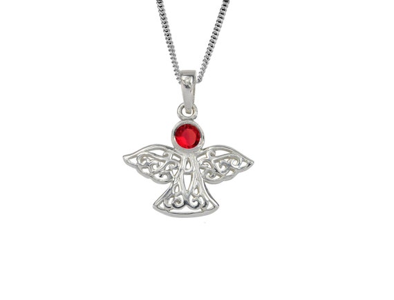 birthday necklace pendant month of year JUNE Celtic birthstone angel