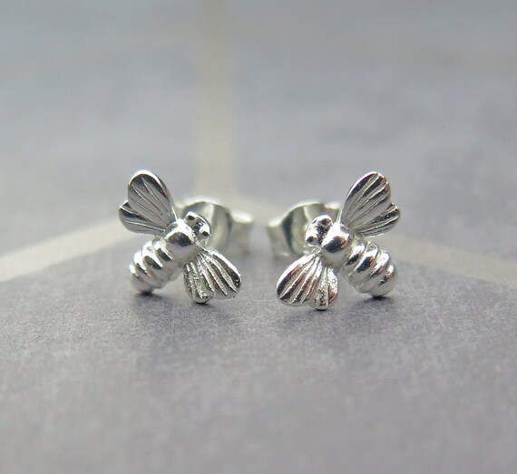 Bumble bee silver earrings deals