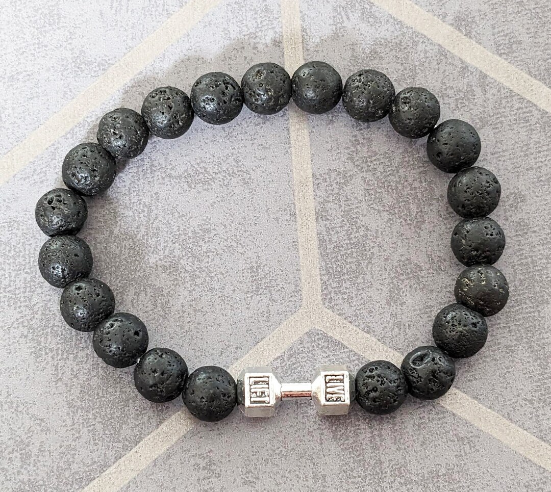 Buy Heavyweight Lifting Dumbbell Volcanic Lava Mens Bracelet for Gym