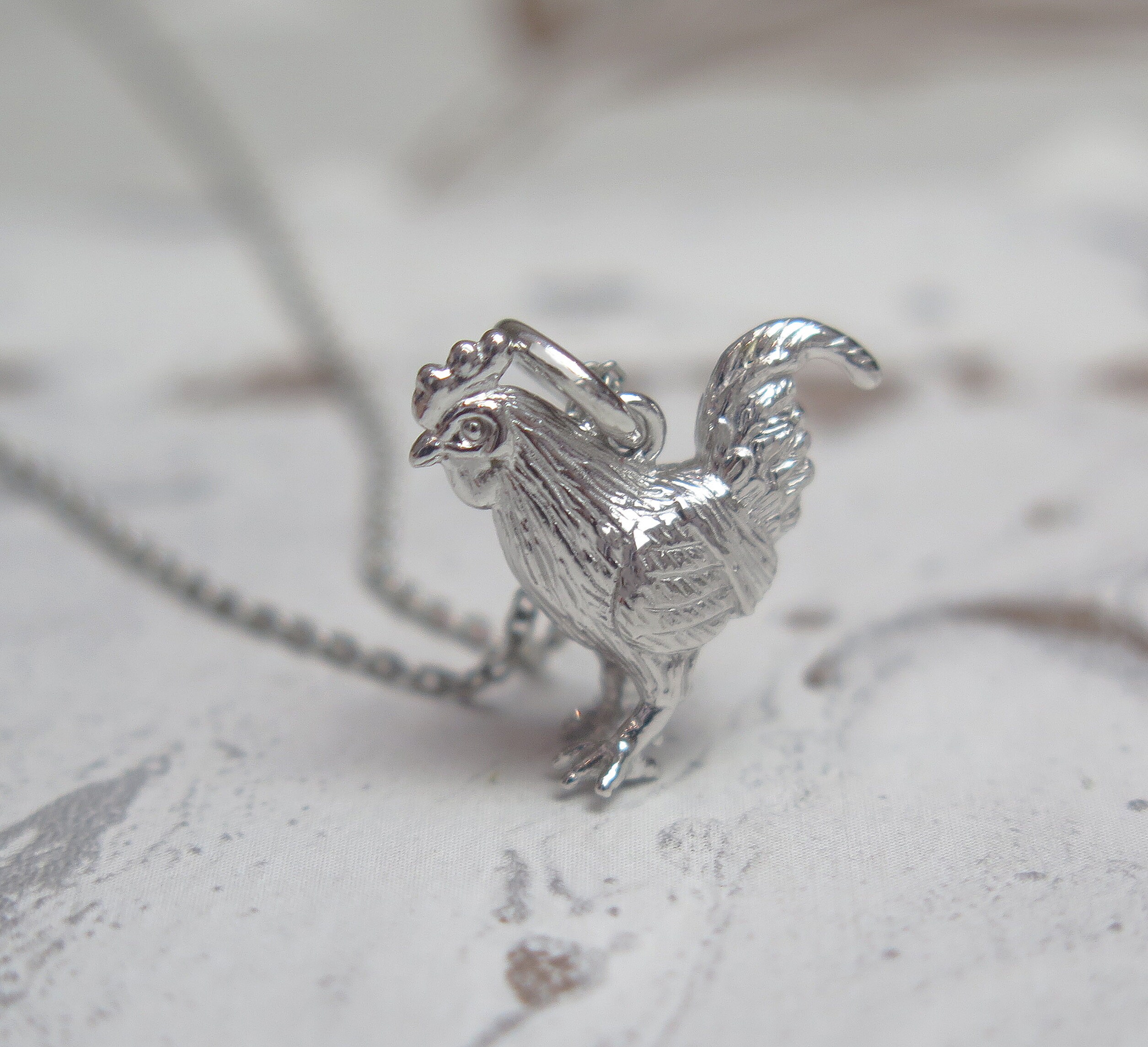 Silver rooster pendant sale