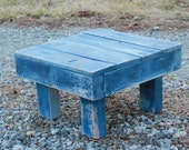 Rustic Wood Stool 14x14 quot - Distressed Denim
