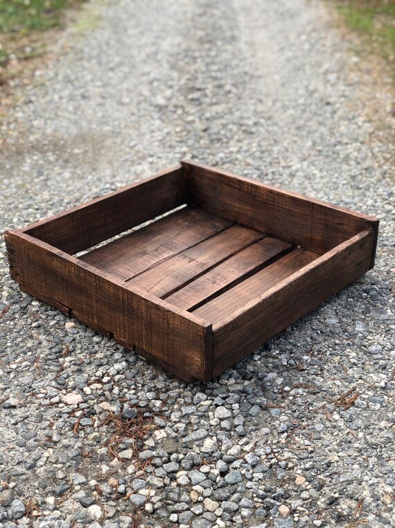 Rustic Reclaimed Wood Crate 18.5x18.5x5 Dark Walnut Etsy