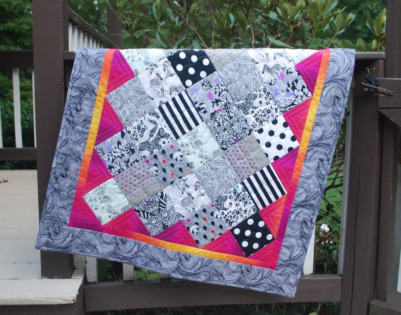 Quilted Wall Hanging Lap Throw Modern Quilt 33 X - Etsy