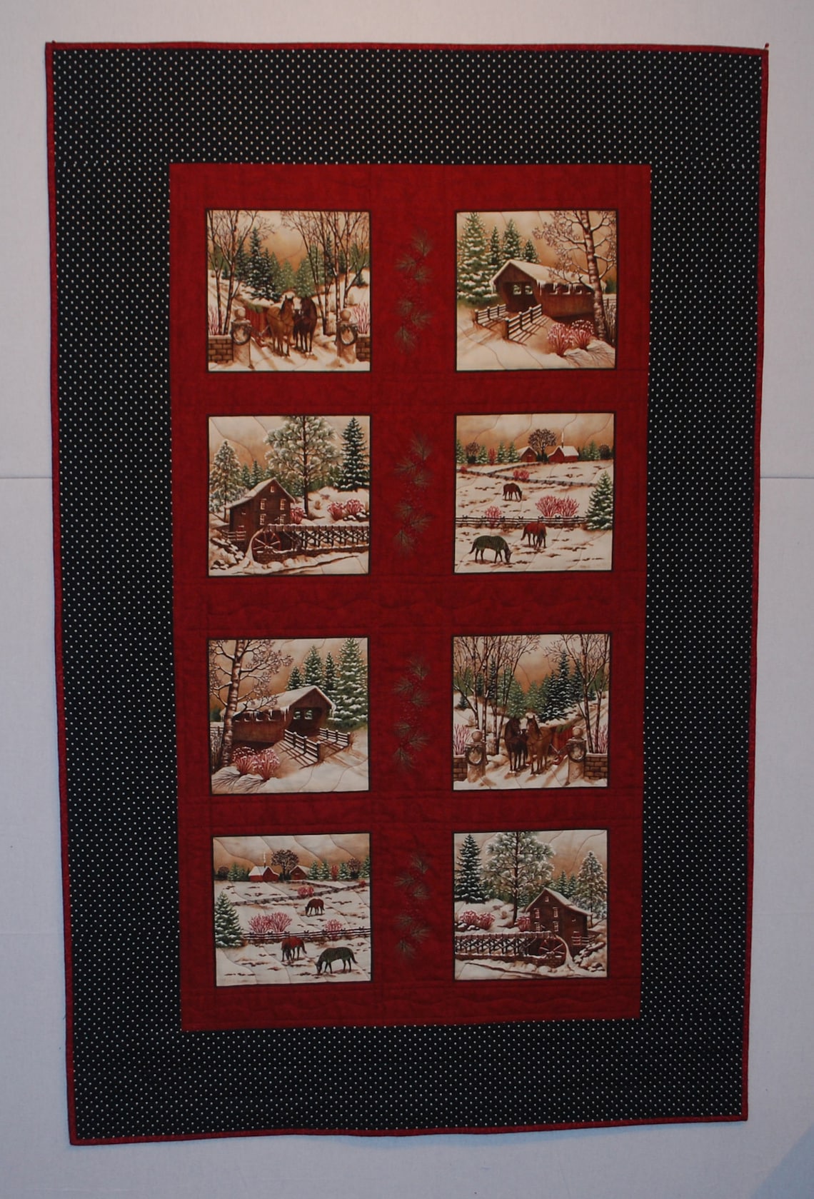 Winter Lap Quilt Quilted Wall Hanging Country Christmas Etsy