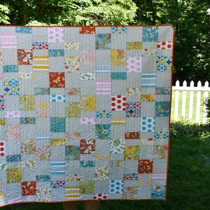 Modern Lap Quilt, Quilted Tablecloth, Baby Quilt - 52&quot; x 54&quot;