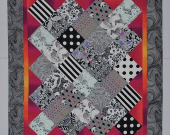 Quilted Wall Hanging, Lap Throw, Modern Quilt - 33" x 39"