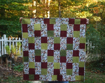 Fall Wall Hanging, Small Lap Quilt, Quilted Table Cover - 39" x 39"